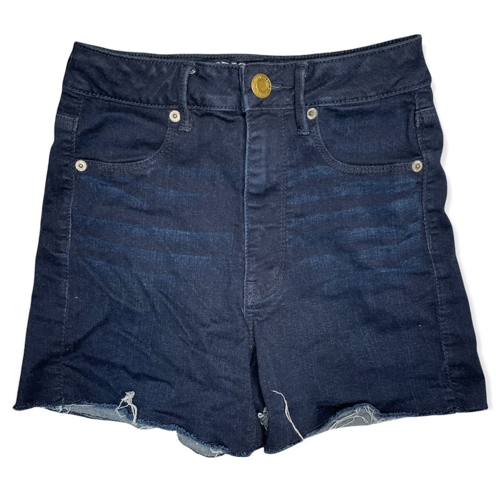 American Eagle sky high shortie super stretch high waist raw frayed hem shorts 2